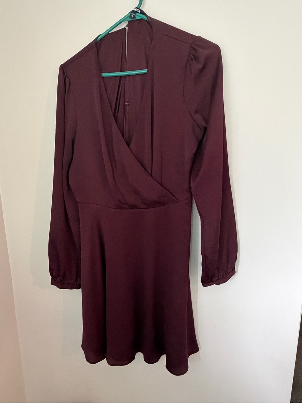 Express Women's Long Sleeve Wrap Dress - Deep Burgundy